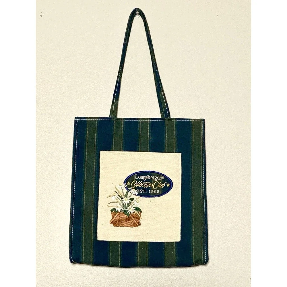 VINTAGE Longaberger Collectors Club 1996 Tote Bag Embroidered Pocket Homestead